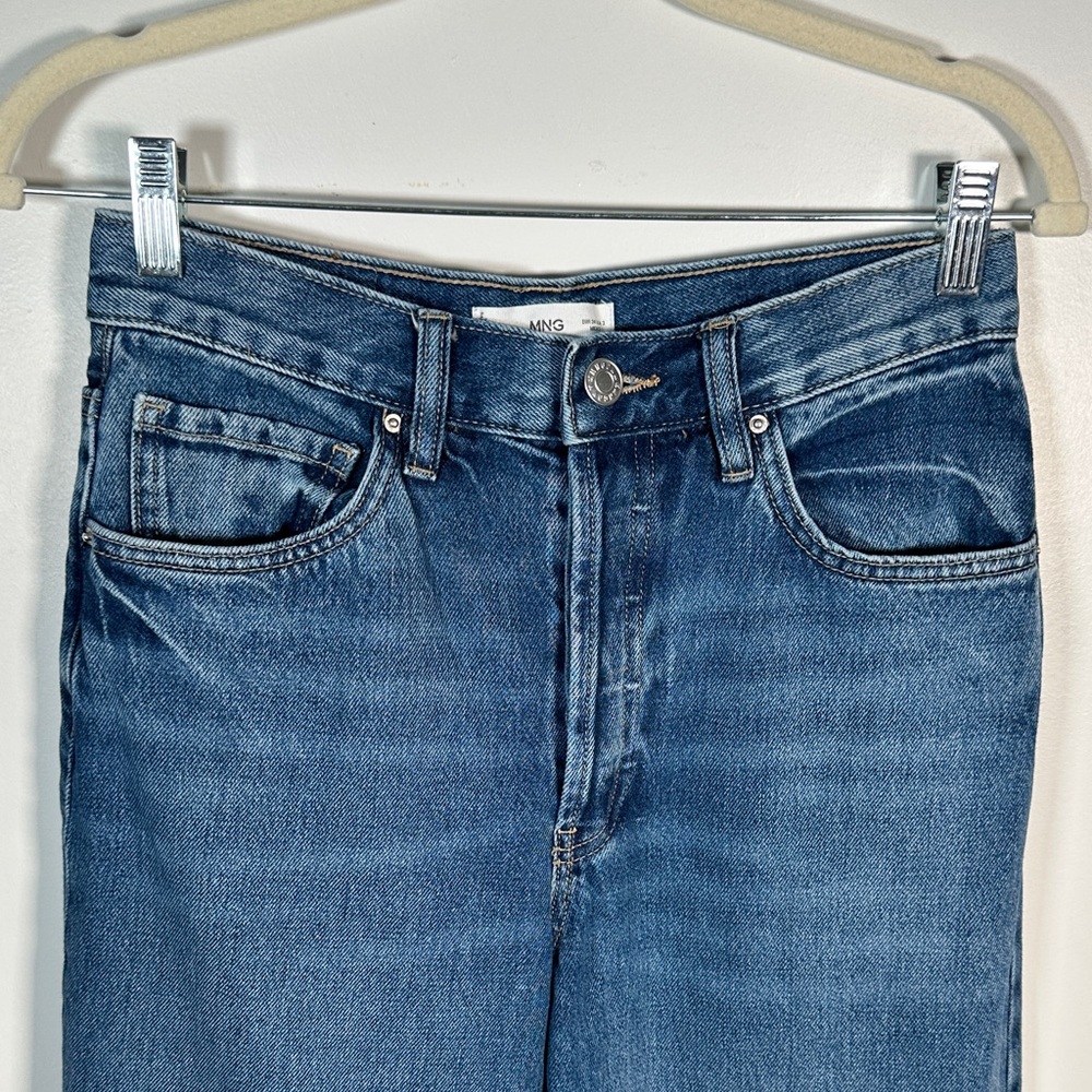 Mango High Waisted Wide Leg Jeans Size 2 | 100% Cotton Button Fly Zipper - Picture 10 of 16